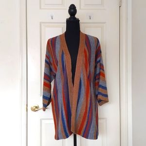 NWOT. Sideways Knitting Multicolor Stripes Komodo Style Long Sweater.